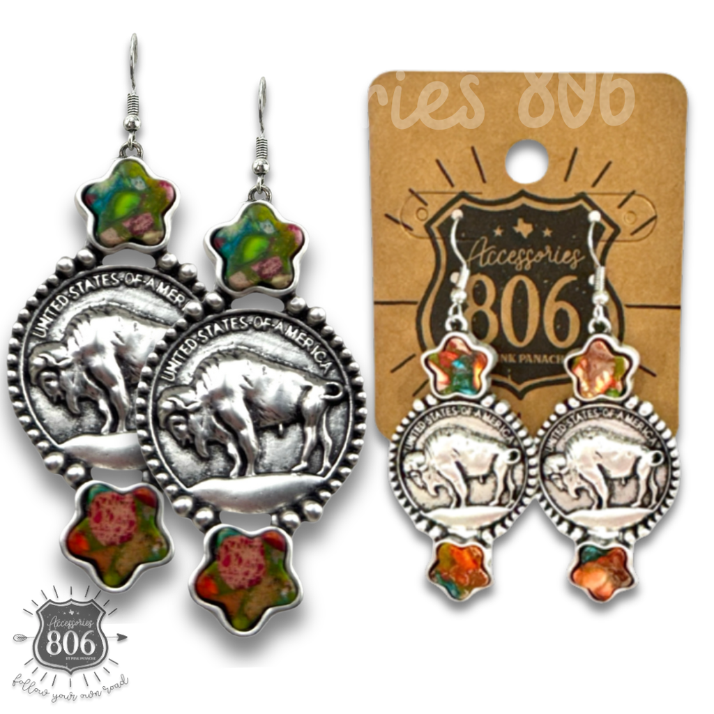 The Green River Buffalo Coin Earrings