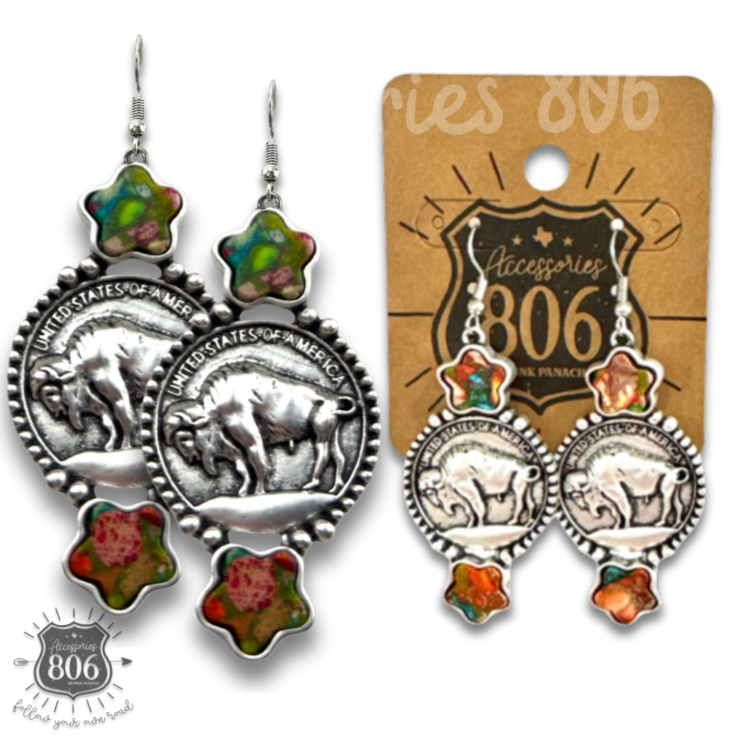 The Green River Buffalo Coin Earrings