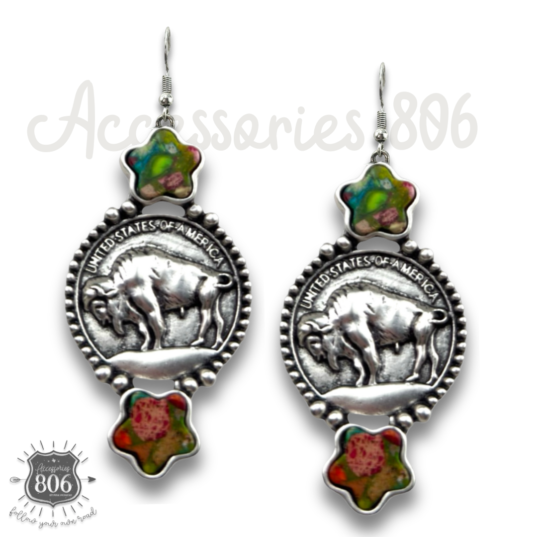 The Green River Buffalo Coin Earrings