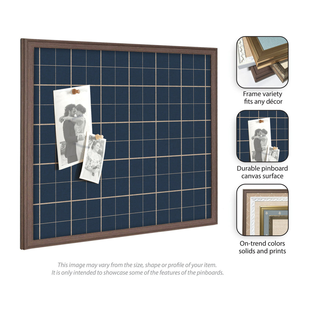 Framed Fabric Pinboard | Navy Blue Plaid - Multiple Sizes!