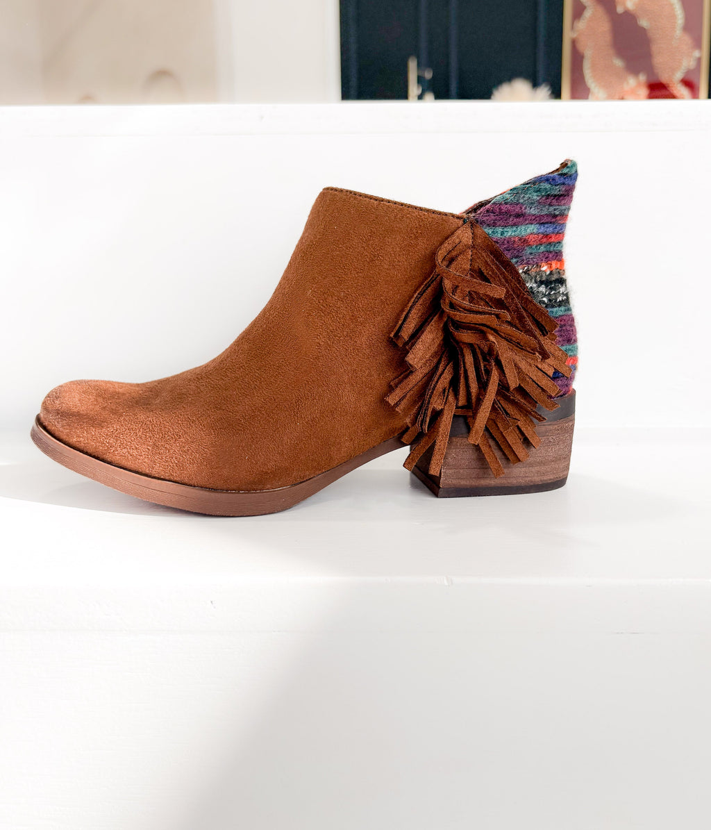 The Etty Fringe Ankle Boot in Tan