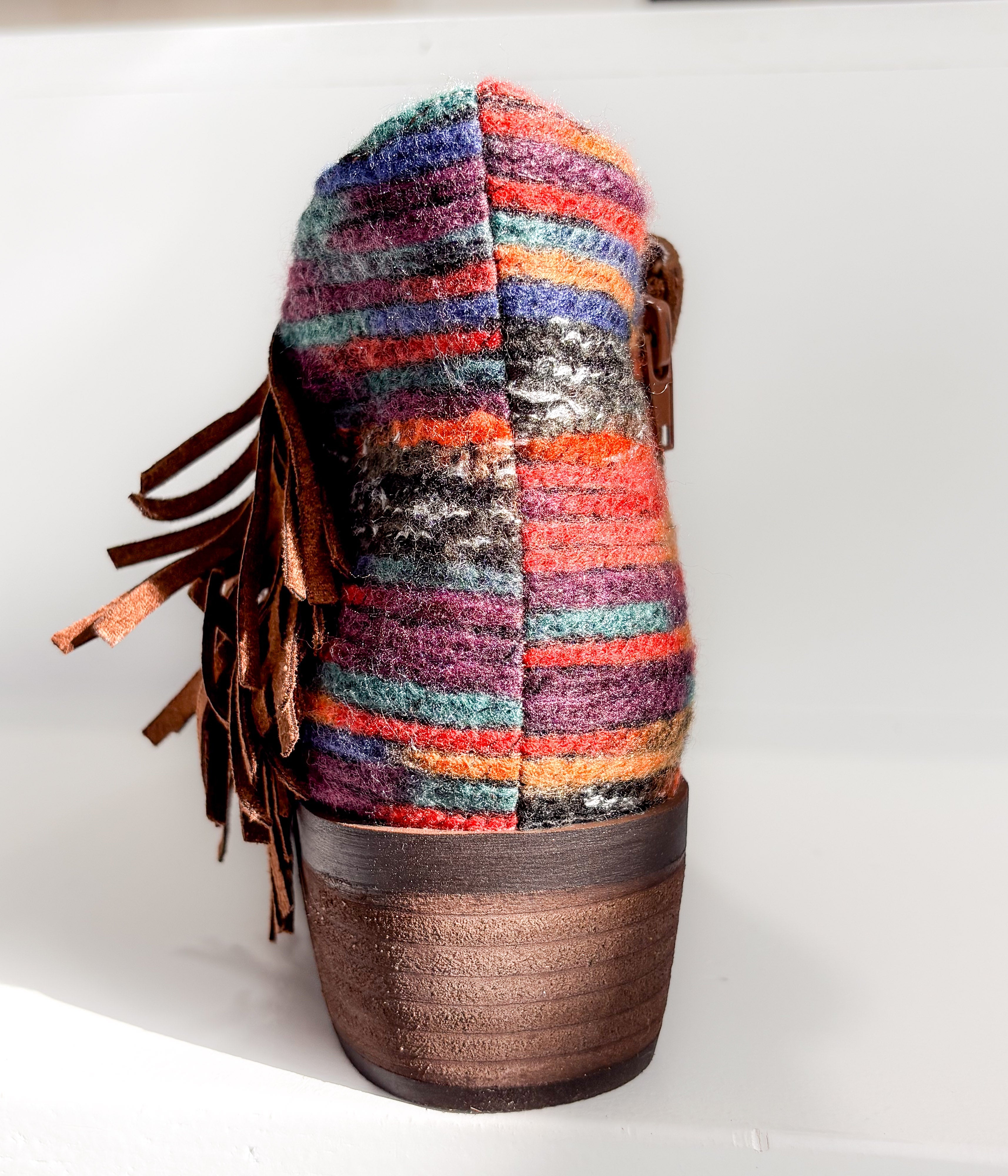 The Etty Fringe Ankle Boot in Tan