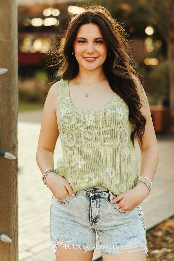 The Sage Knit Tank-Rodeo Embroidered Top