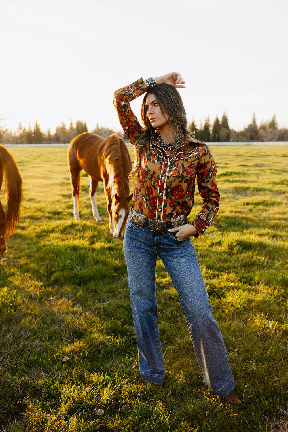 The Horses & Horseshoes Button Up