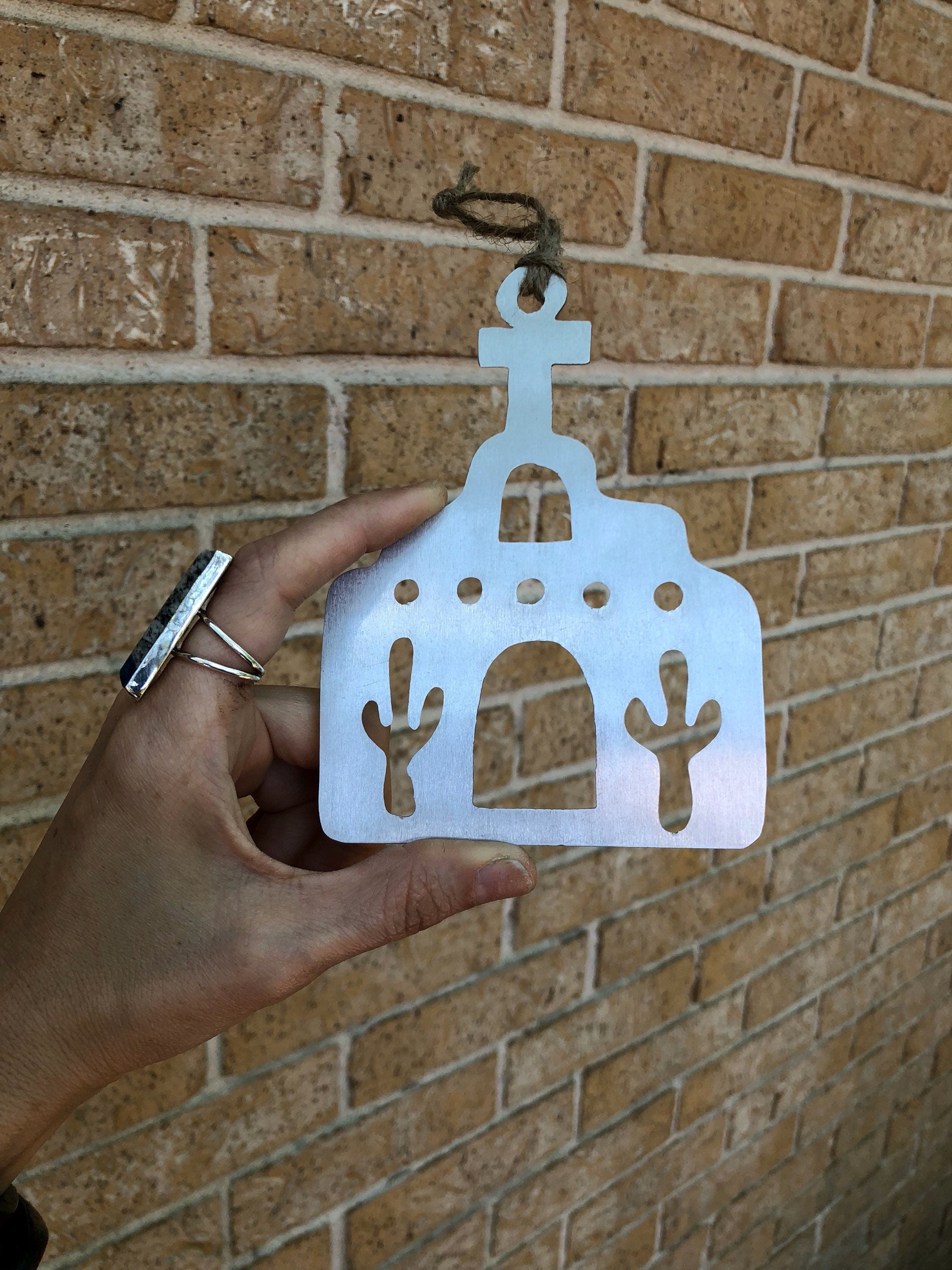 The Mission Metal Adobe Ornament: Choice of Metal!