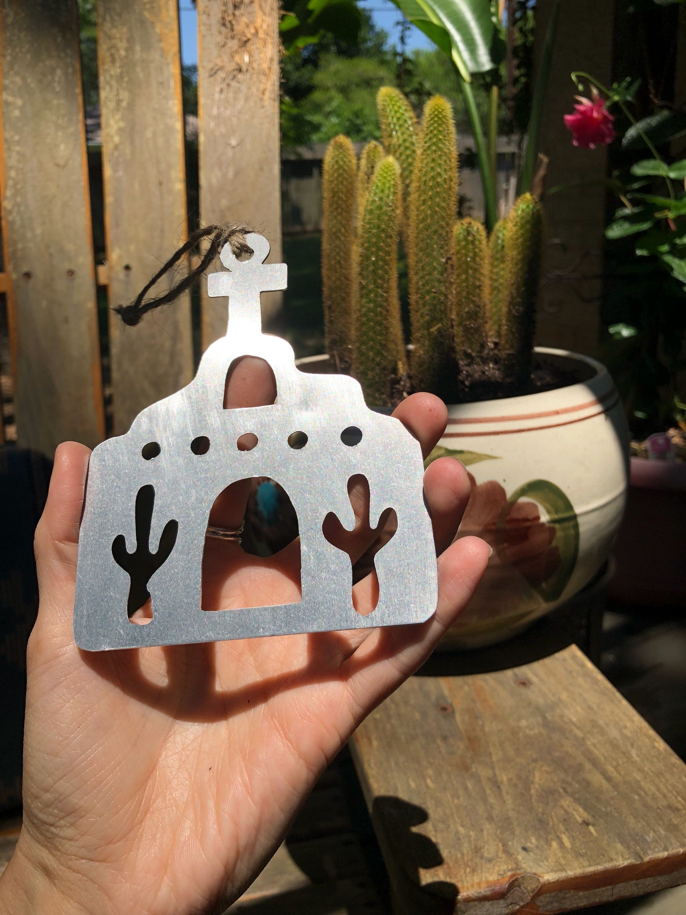 The Mission Metal Adobe Ornament: Choice of Metal!