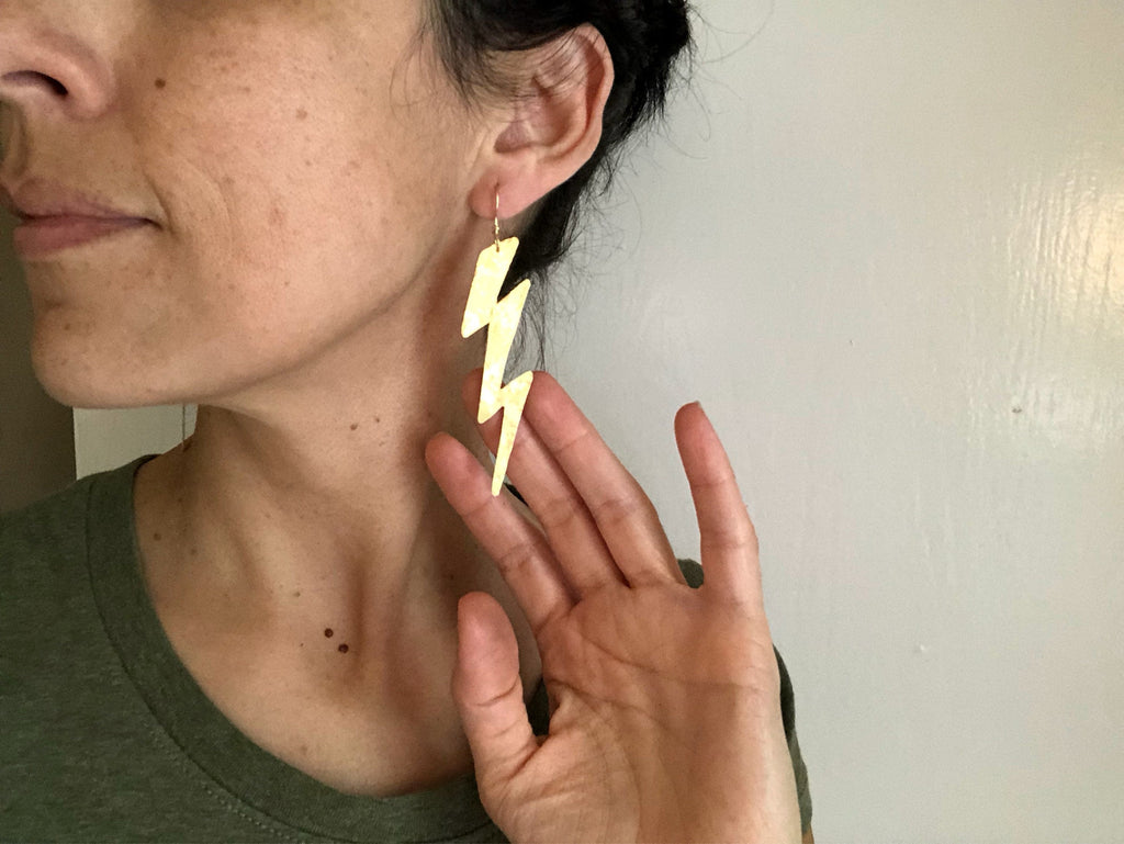 The Thunder Rolls Handmade Hammered Metal Lightning Bolt Dangle Earrings - Choose Your Metal!