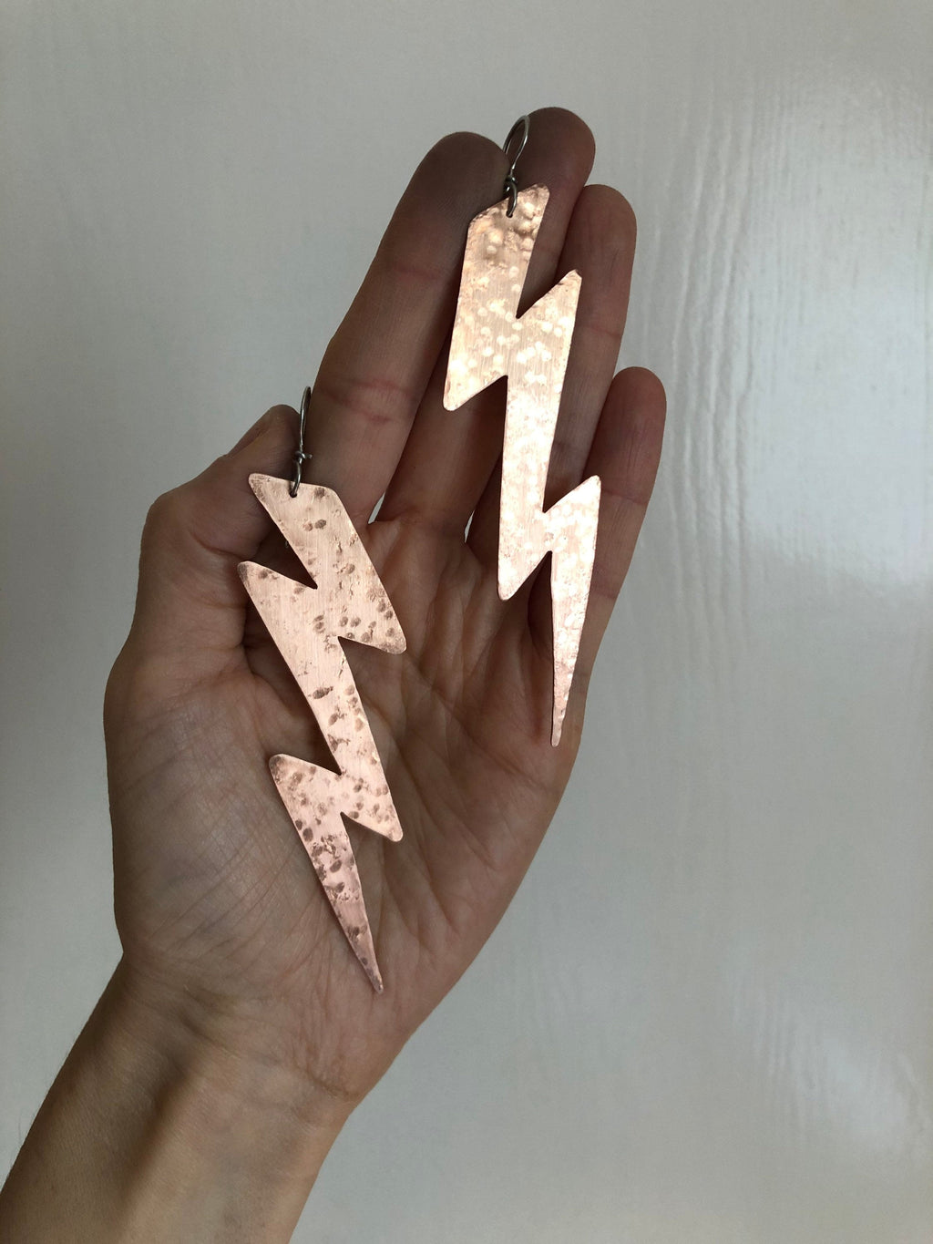 The Thunder Rolls Handmade Hammered Metal Lightning Bolt Dangle Earrings - Choose Your Metal!