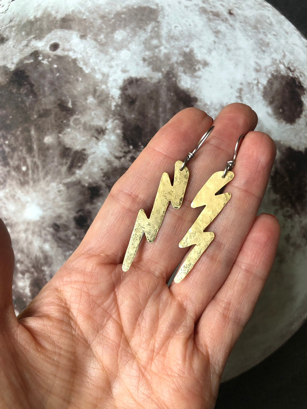 The Thunder Rolls Handmade Hammered Metal Lightning Bolt Dangle Earrings - Choose Your Metal!