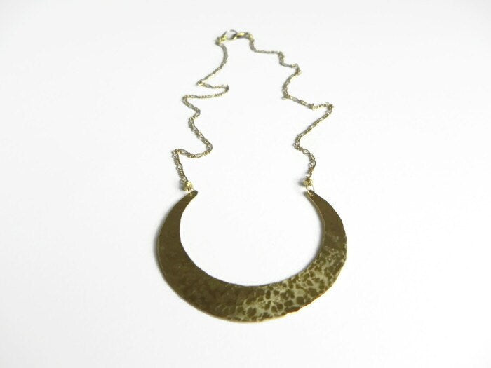 The Hello Moon Handmade Crescent Necklace: Brass Celestial Jewelry - Choose Your Metal!
