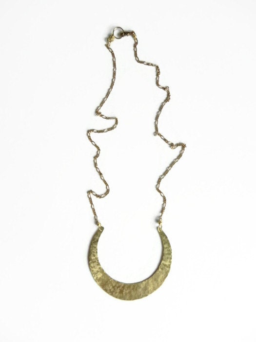 The Hello Moon Handmade Crescent Necklace: Brass Celestial Jewelry - Choose Your Metal!