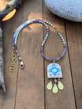 The Land Of Enchantment Ceramic Zia Bead and Amethyst Necklace