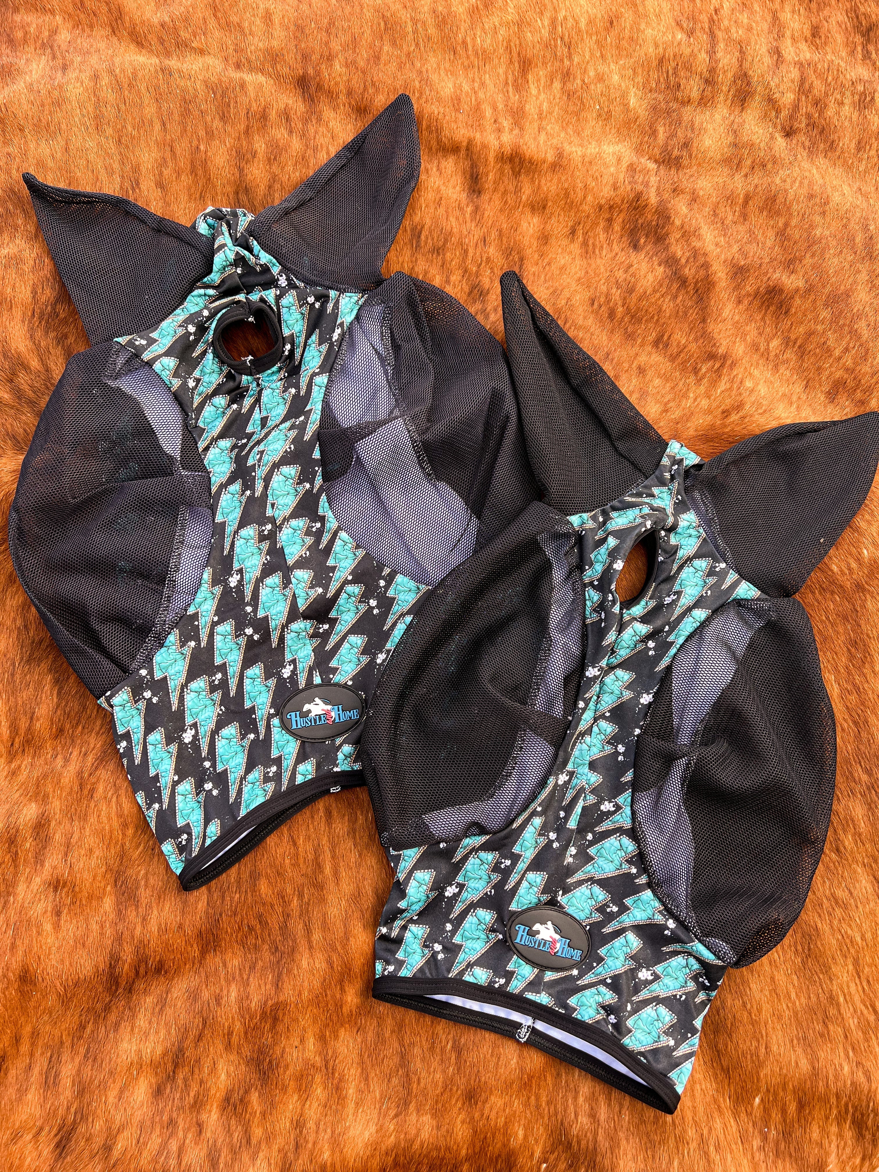Hustle and Home | Turquoise Bolt Fly Mask - 3 Sizes!