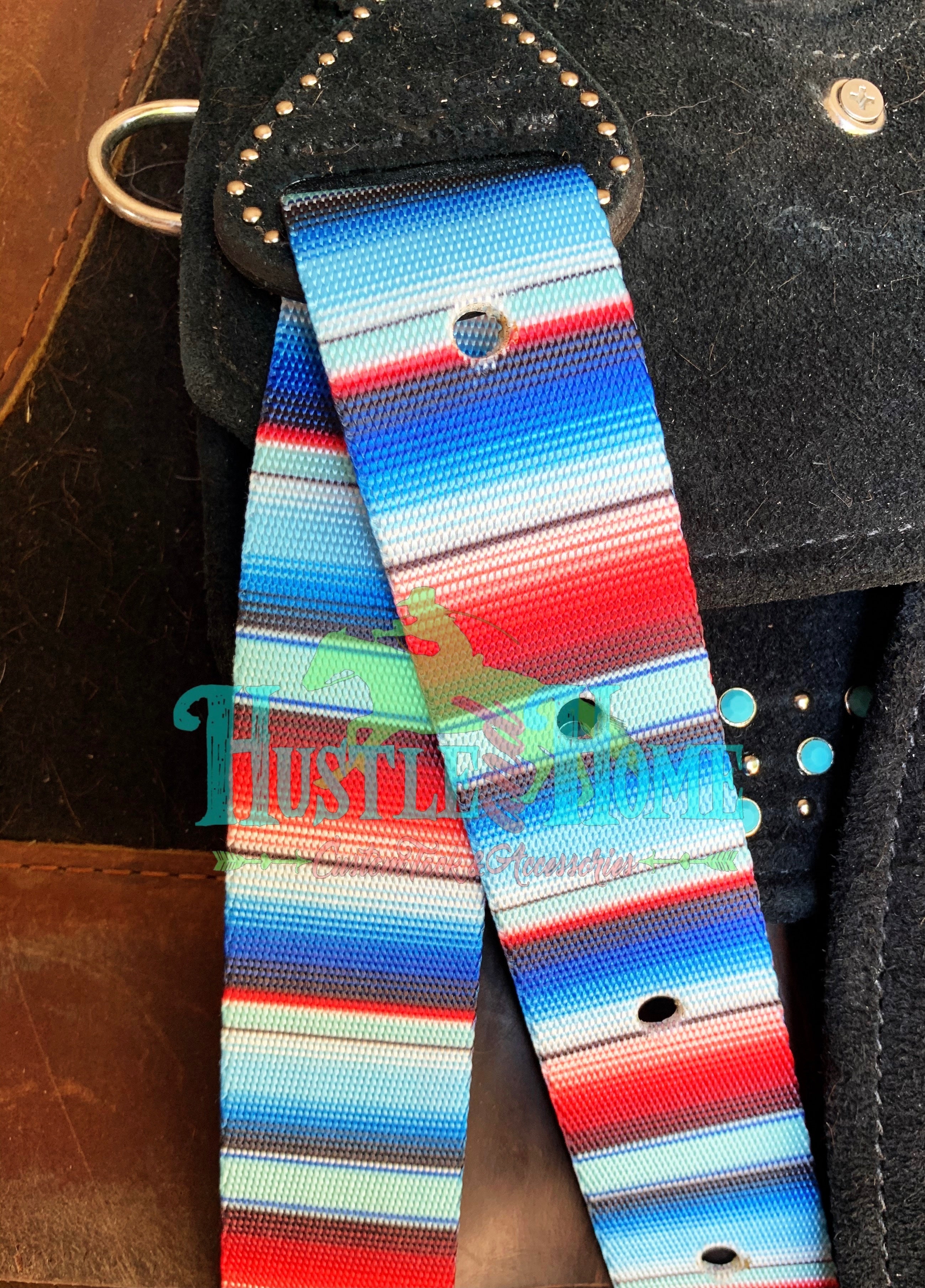 Hustle and Home Turquoise Red Serape Cinch Strap Set