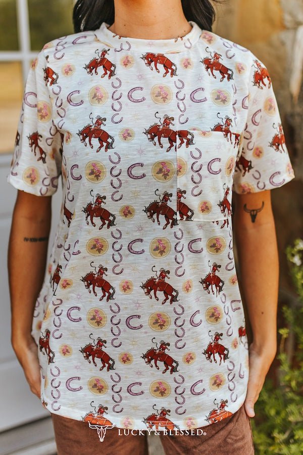 The Vintage Rodeo All-Over Print Western Pocket Tee
