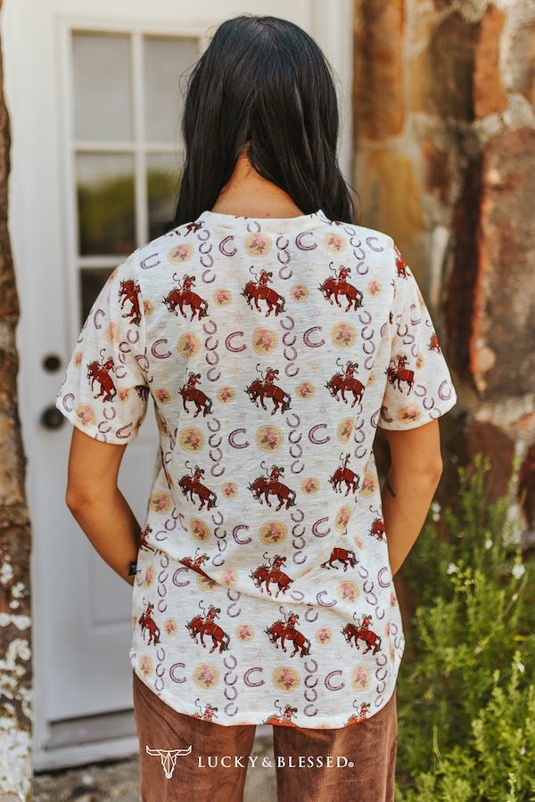 The Vintage Rodeo All-Over Print Western Pocket Tee