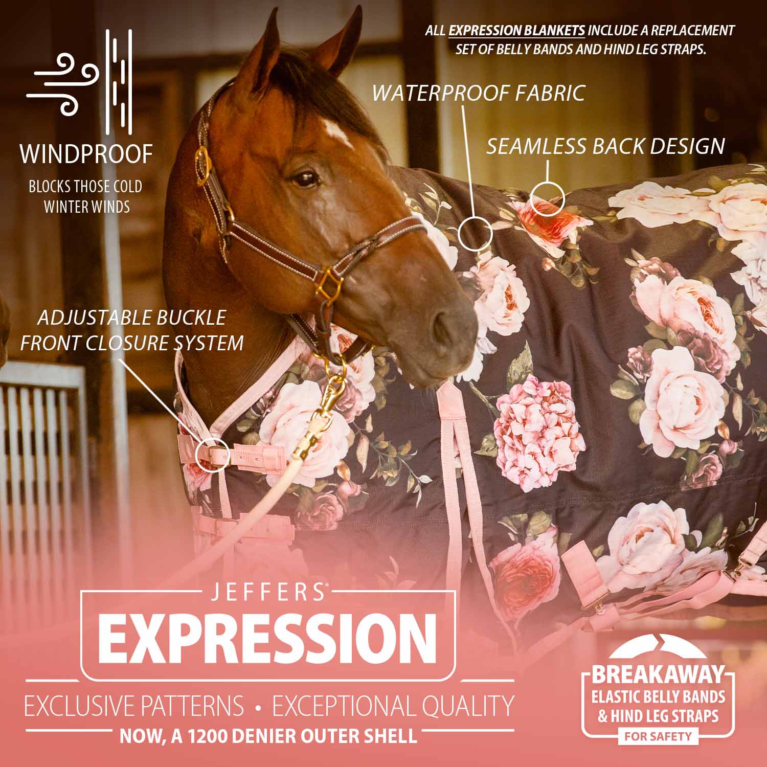 Jeffers Expression 1200 Denier Standard Neck Horse Turnout Sheet, 0 Gram - Pick Your Design!