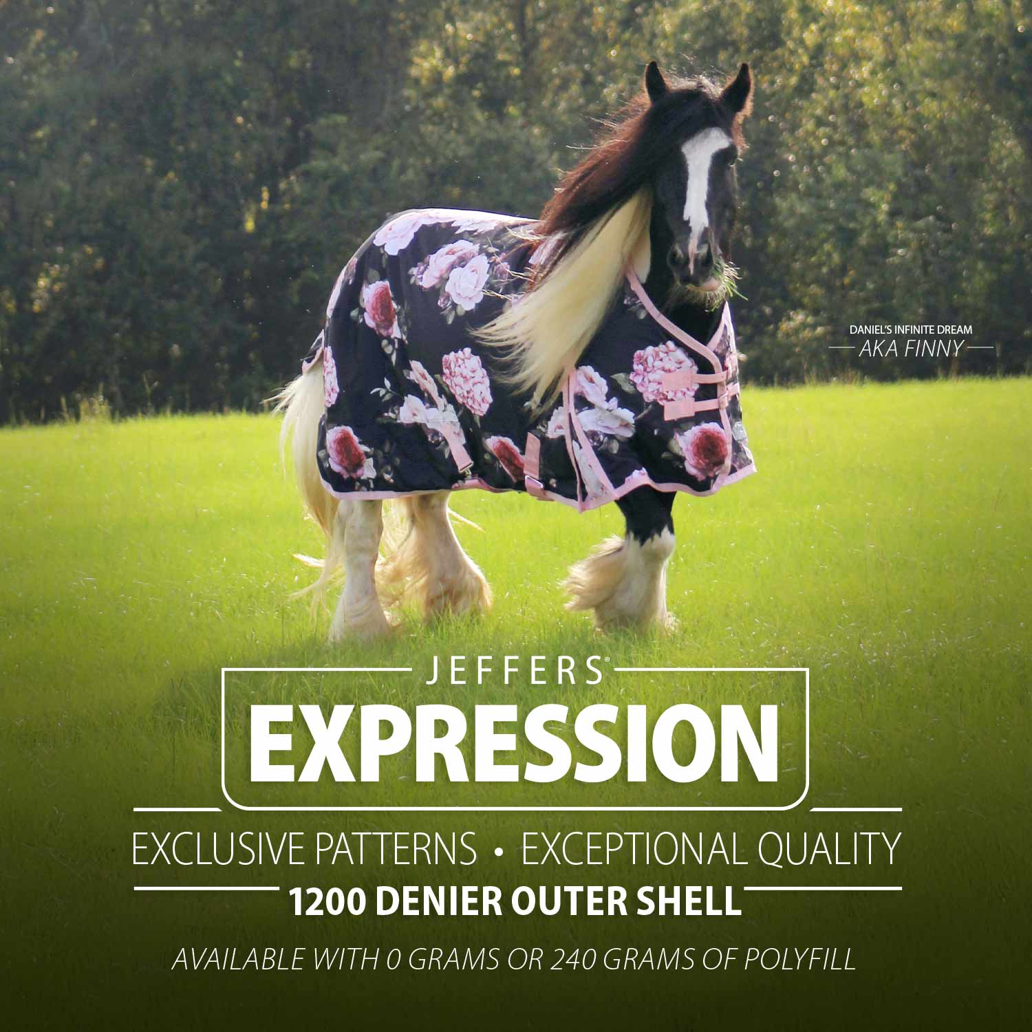 Jeffers Expression 1200 Denier Standard Neck Turnout Horse Blanket, 240 Gram - Pick Your Design!