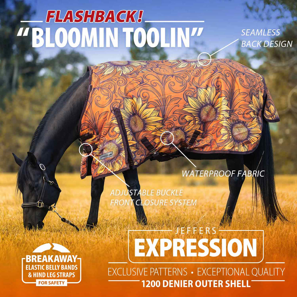 Jeffers Expression 1200 Denier Standard Neck Turnout Horse Blanket, 240 Gram - Pick Your Design!