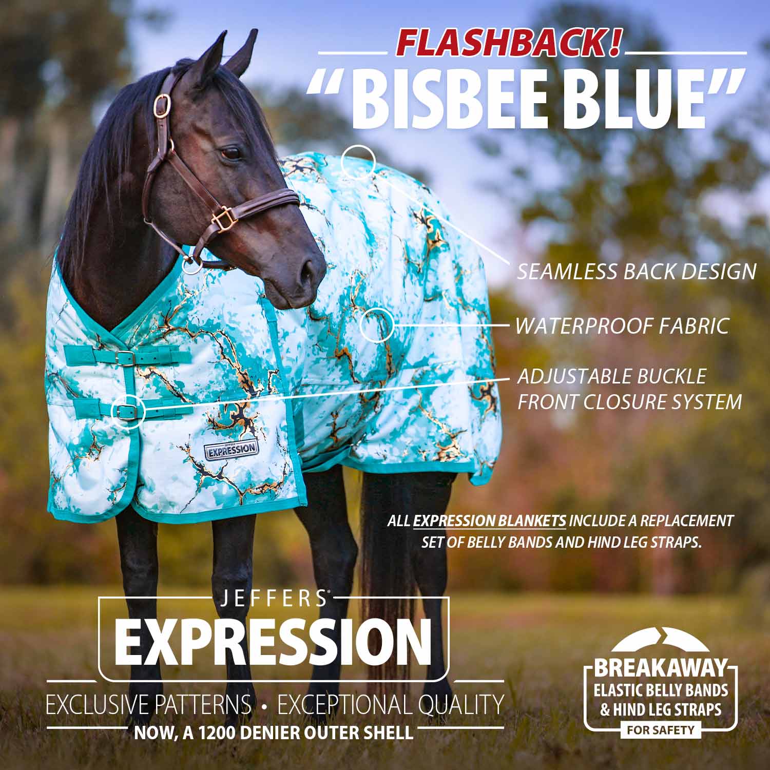Jeffers Expression 1200 Denier Standard Neck Horse Turnout Sheet, 0 Gram - Pick Your Design!