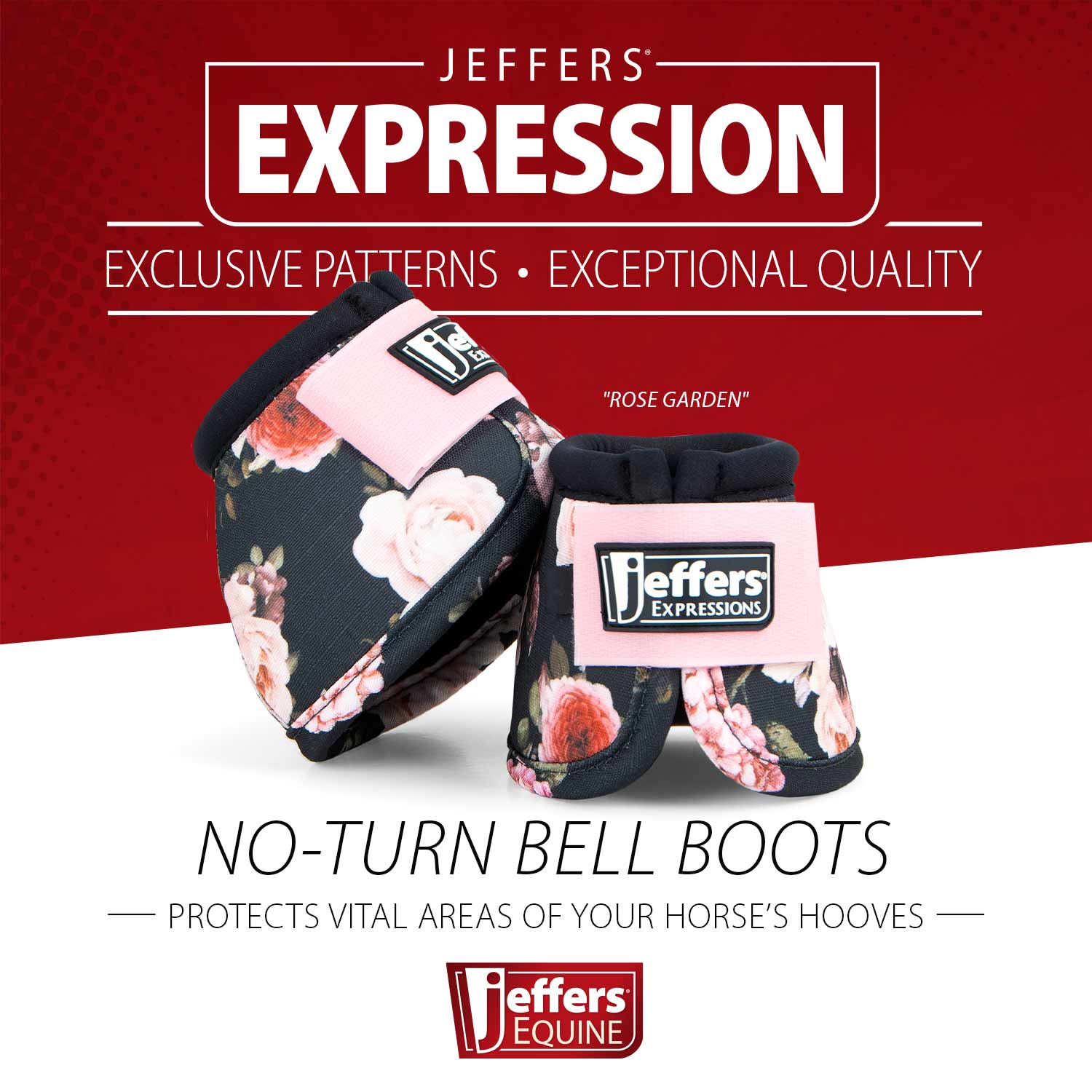 Jeffers Expression No-Turn Bell Boots for Horses, Pair - Pick Your Design!