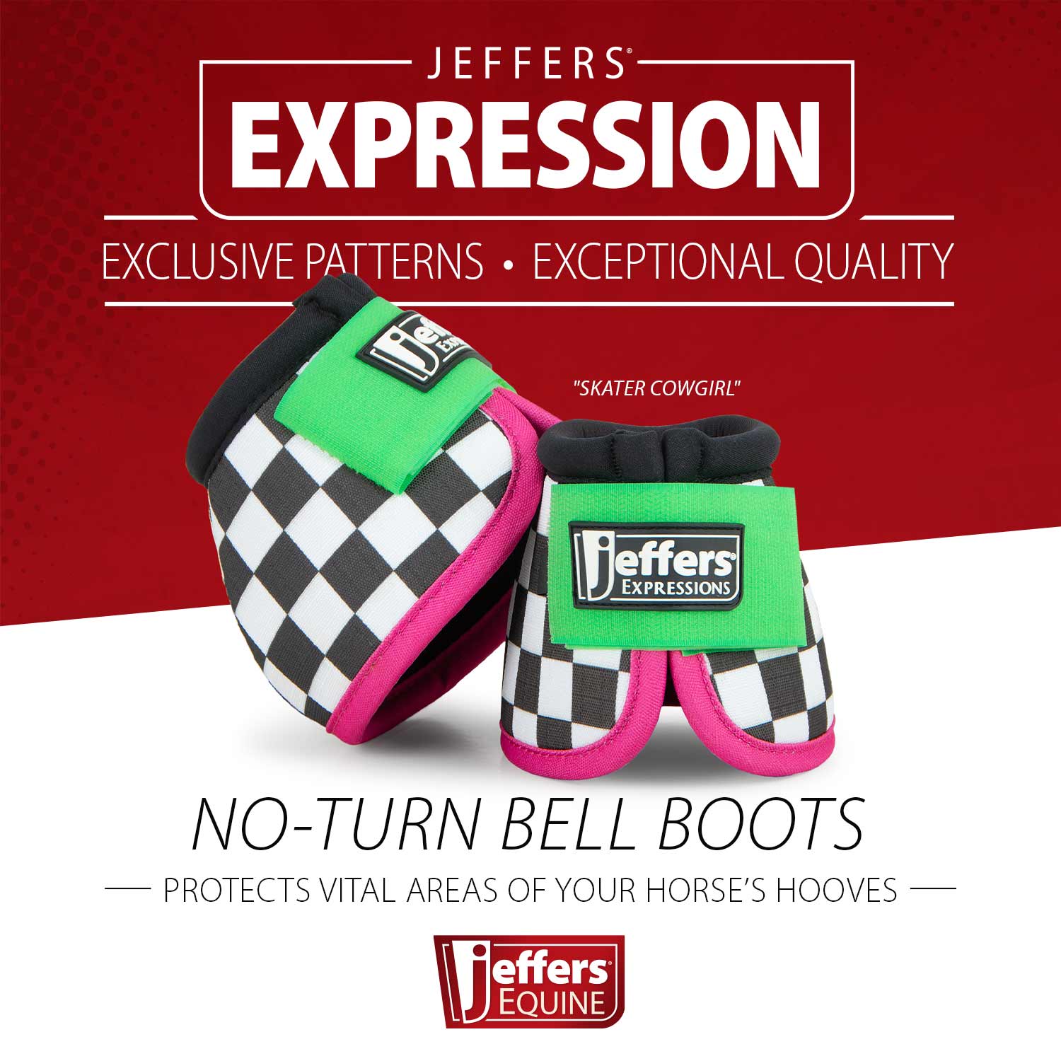 Jeffers Expression No-Turn Bell Boots for Horses, Pair - Pick Your Design!