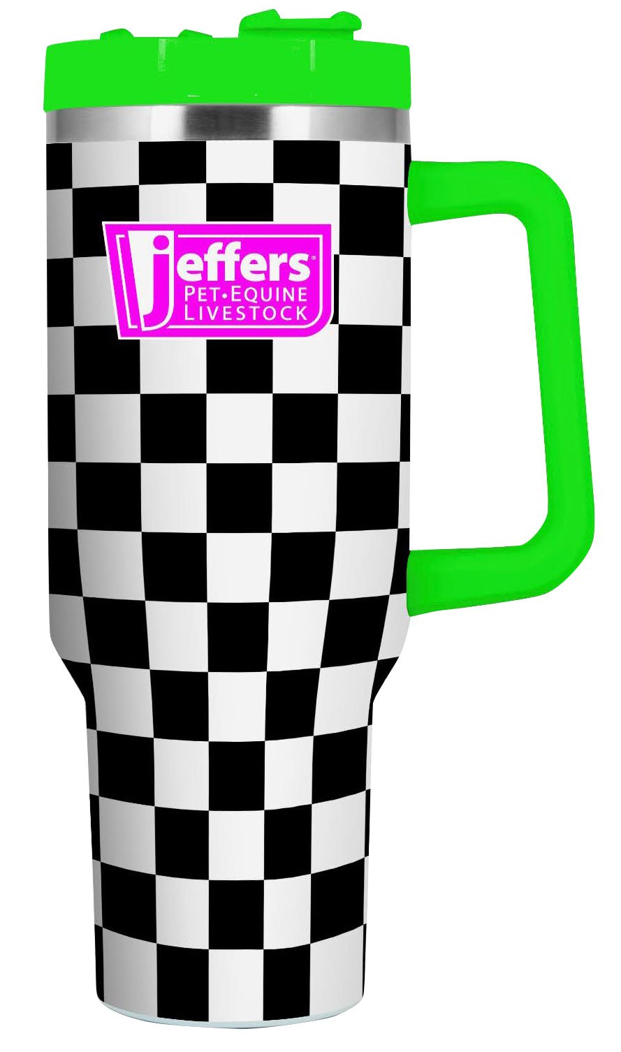 Jeffers Expression Stainless Steel Lidded Tumbler with Handle, 40 oz (Straw Included) - Pick Your Design!