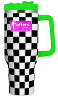 Jeffers Expression Stainless Steel Lidded Tumbler with Handle, 40 oz (Straw Included) - Pick Your Design!