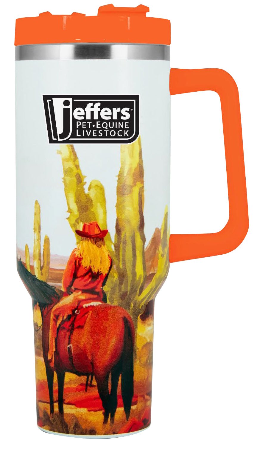Jeffers Expression Stainless Steel Lidded Tumbler with Handle, 40 oz (Straw Included) - Pick Your Design!
