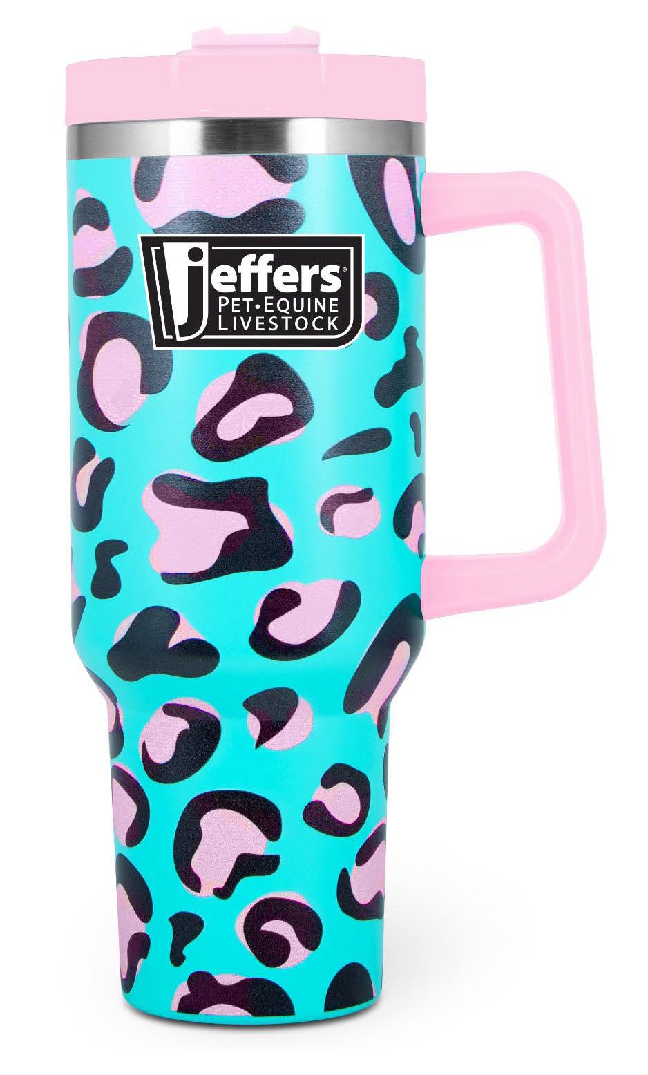 Jeffers Expression Stainless Steel Lidded Tumbler with Handle, 40 oz (Straw Included) - Pick Your Design!