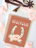 Horseshoe and Flower Western Wedding Card, Bride and Groom Card, Newlywed card