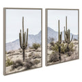 Sylvie Tall Saguaro Cacti Desert Mountain 1 and 2 Framed Canvas by The Creative Bunch Studio