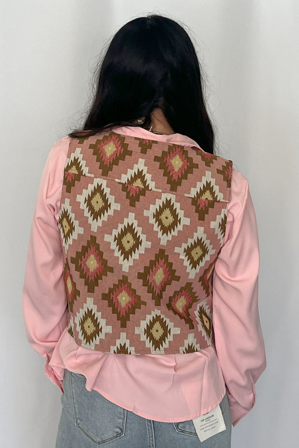 The Turquoise Haven Pink Southwest Tapestry Snap Vest