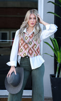 The Turquoise Haven Pink Southwest Tapestry Snap Vest