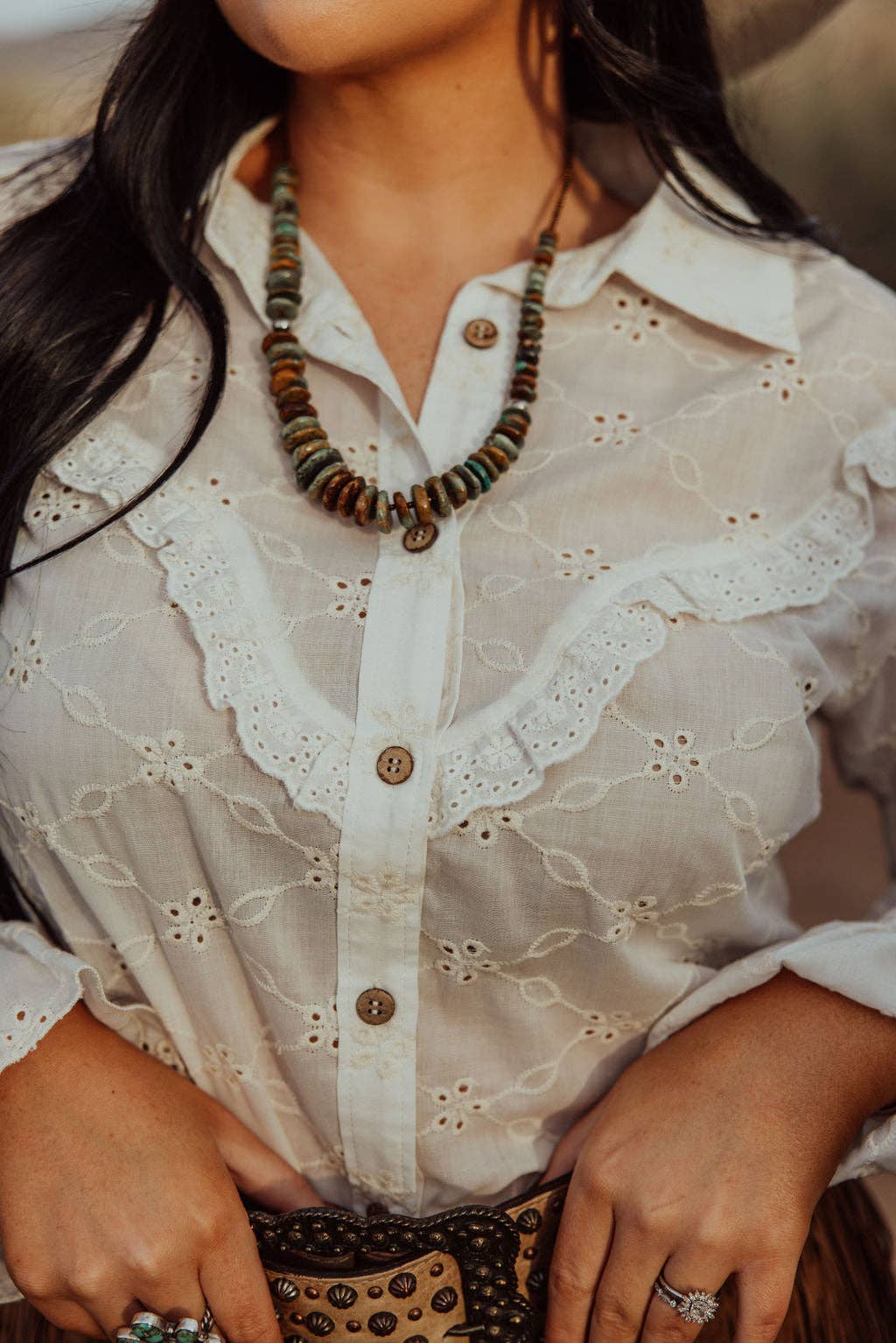 The Prairie Eyelet Western Ruffle Blouse
