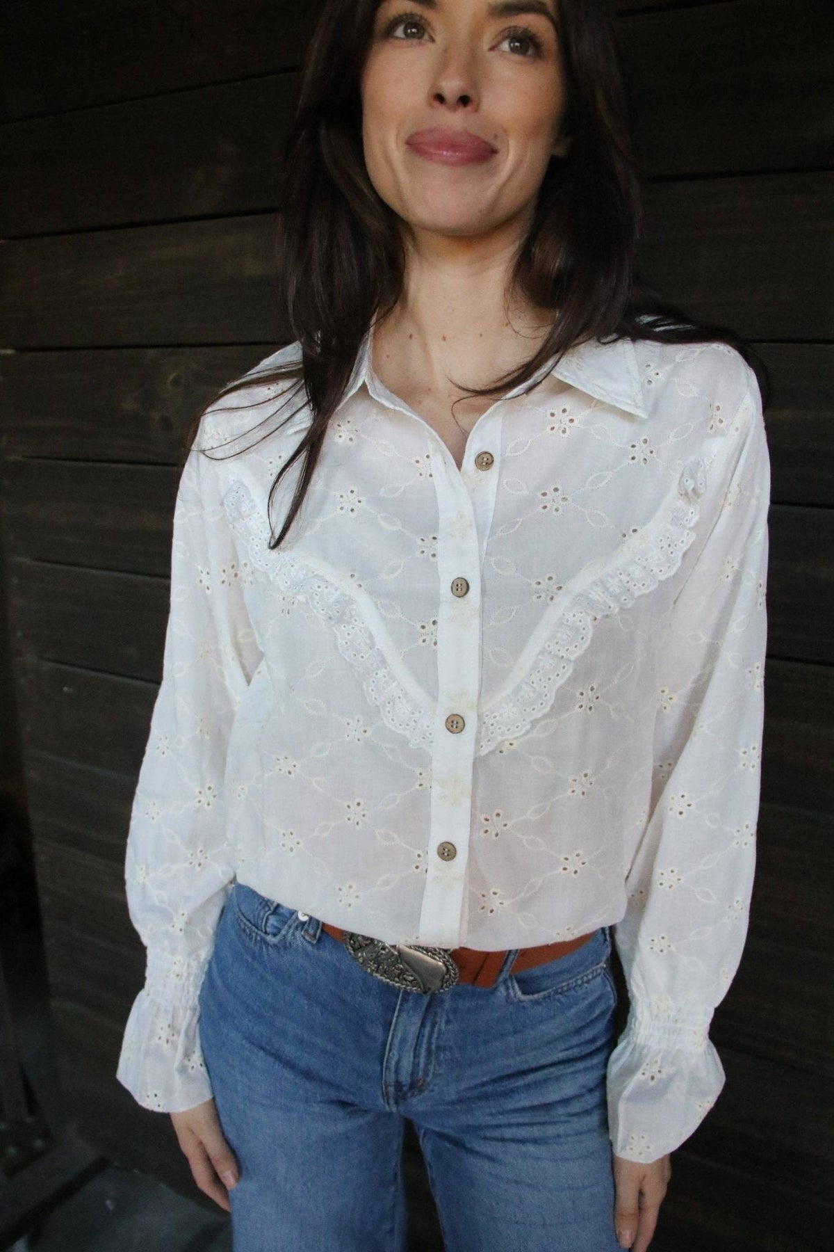 The Prairie Eyelet Western Ruffle Blouse