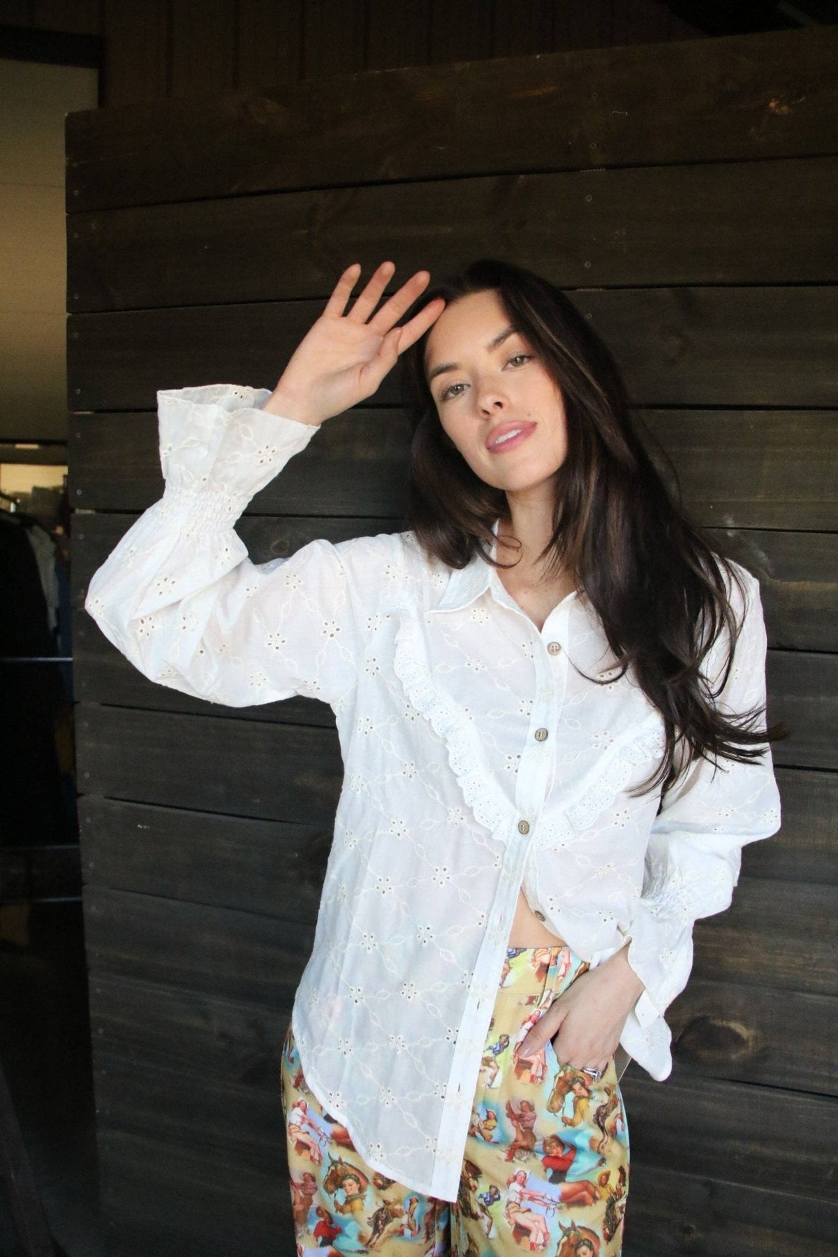 The Prairie Eyelet Western Ruffle Blouse