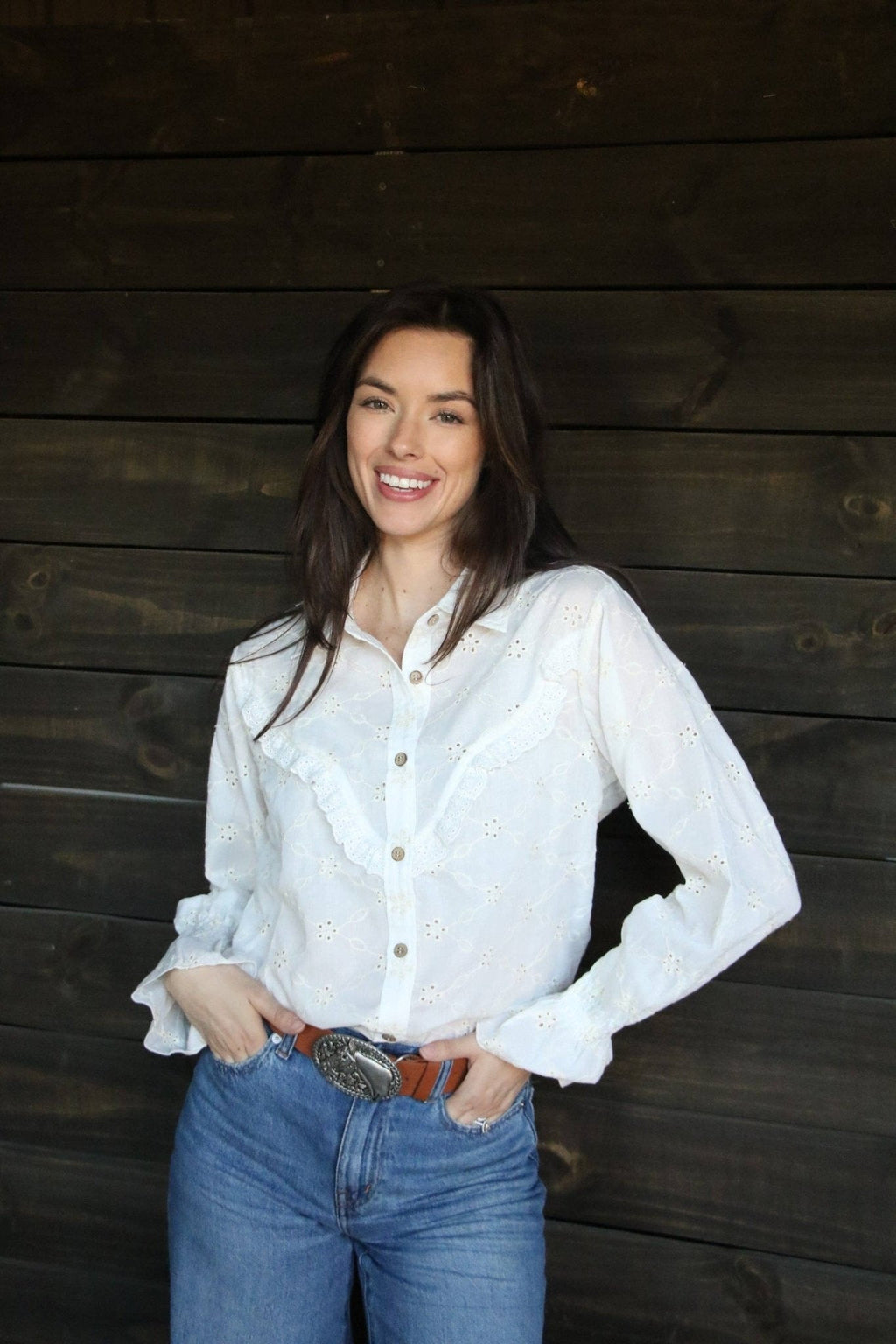 The Prairie Eyelet Western Ruffle Blouse