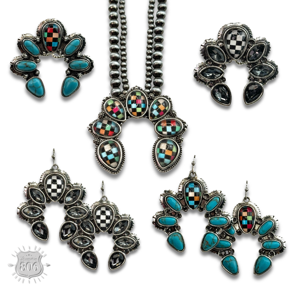 The Houston Checkered Naja Adjustable Ring - Pick Your Color!