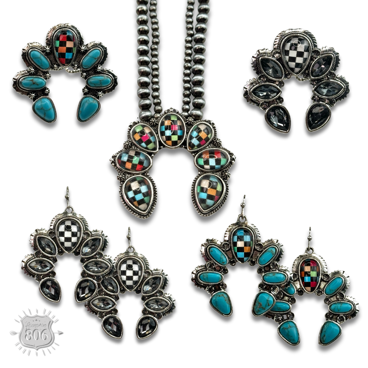 The Houston Checkered Naja Adjustable Ring - Pick Your Color!