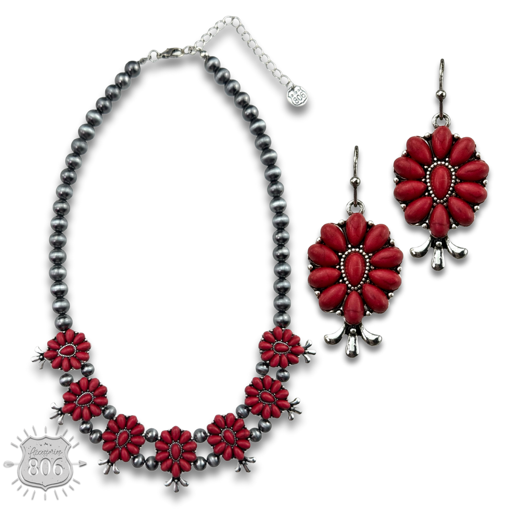 The El Paso Flower Squash Blossom Necklace Set
