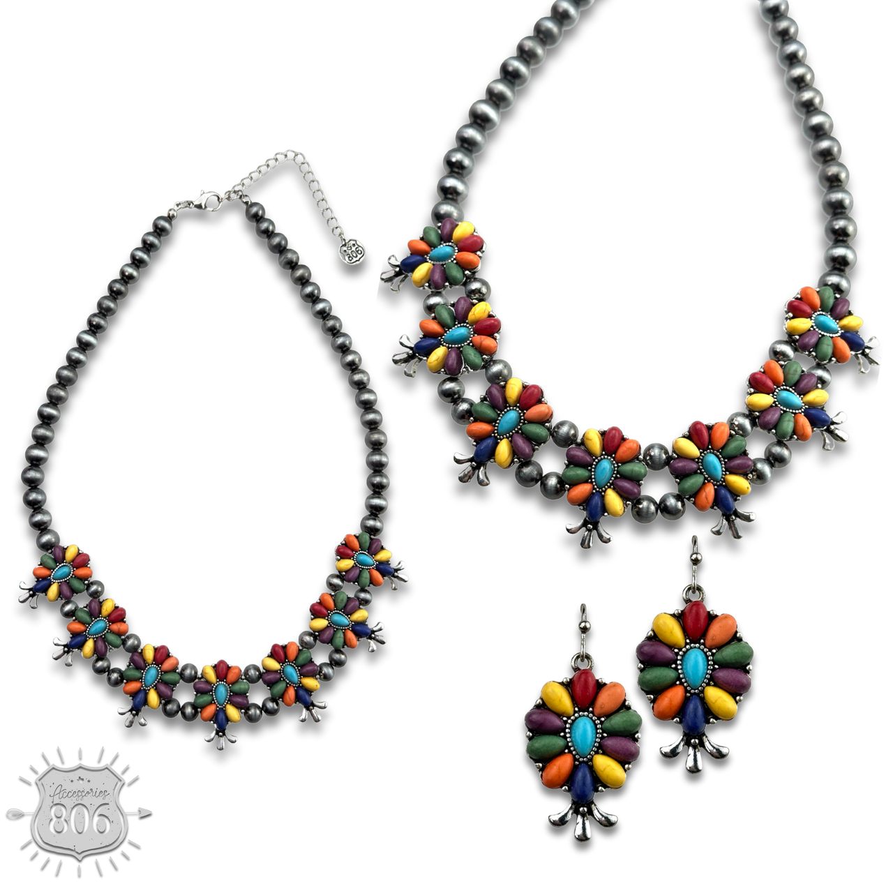 The El Paso Flower Squash Blossom Necklace Set