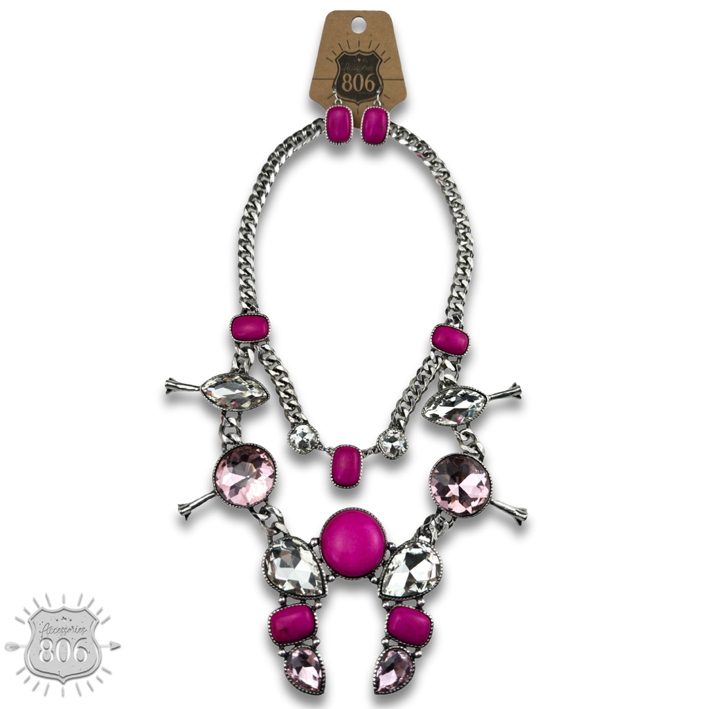 The Odessa Rhinestone Squash Blossom Necklace Set - 2 Colors!