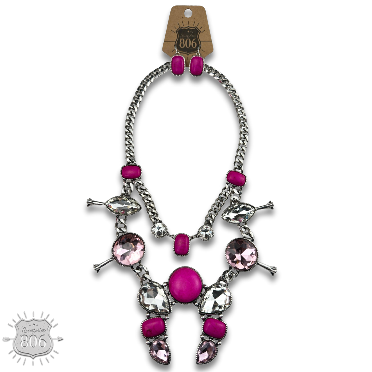 The Odessa Rhinestone Squash Blossom Necklace Set - 2 Colors!