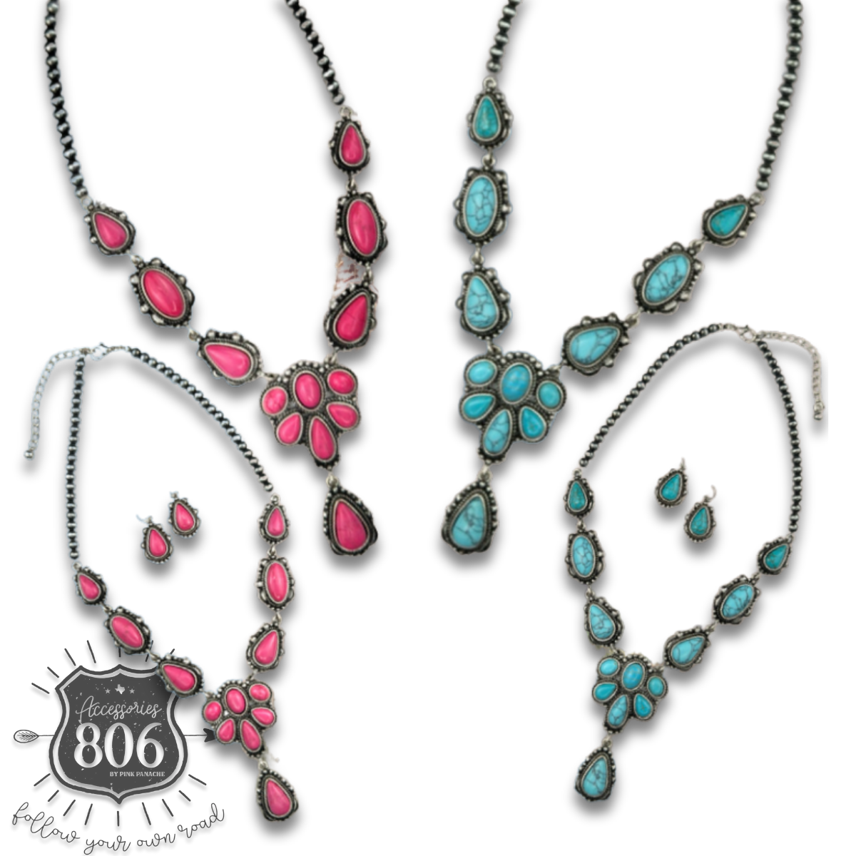 The Lucie Western Concho Necklace Set - Two Colors!