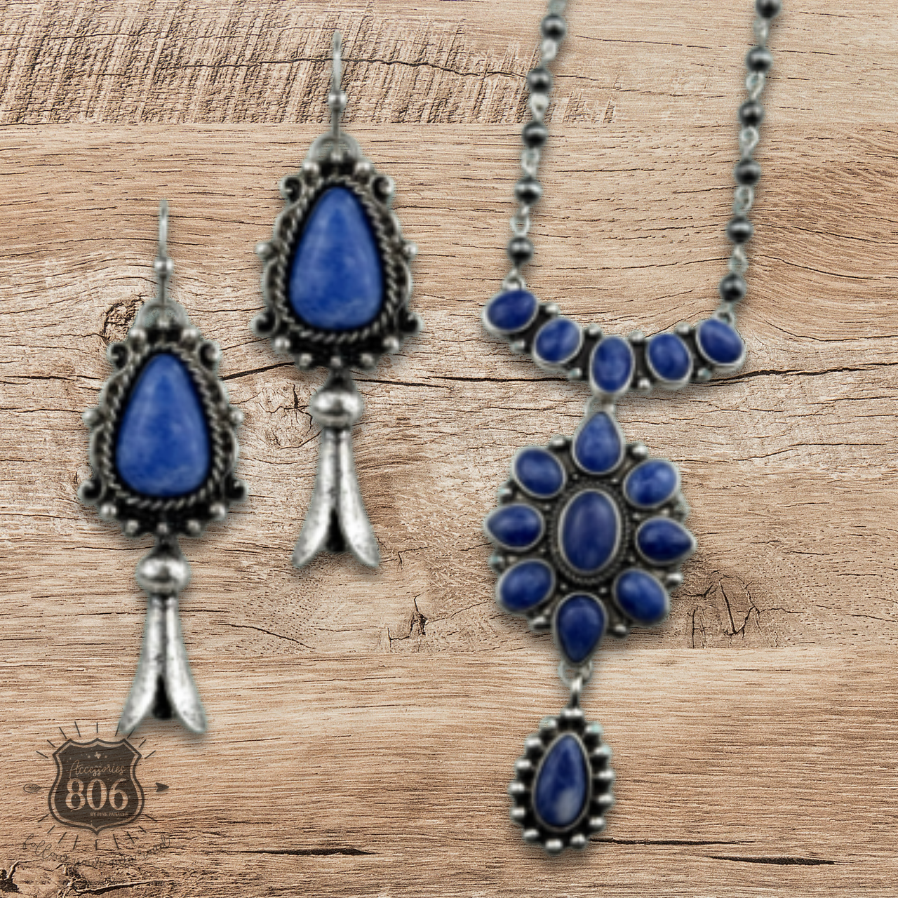 The Jackson Denim Stone Necklace Set
