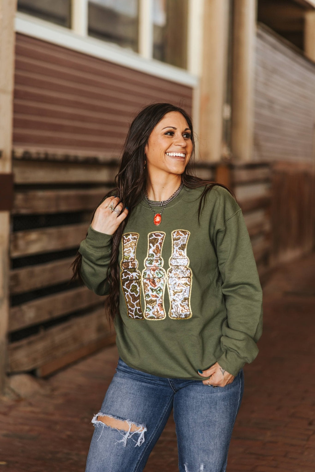 The Caller's Wife Sequin Patch Sweatshirt