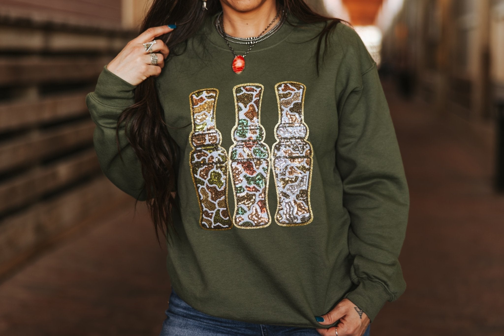 The Caller's Wife Sequin Patch Sweatshirt