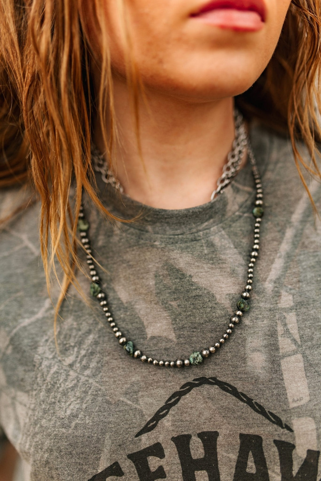 The Kimi Sterling Silver Turquoise Flat Bead Necklace