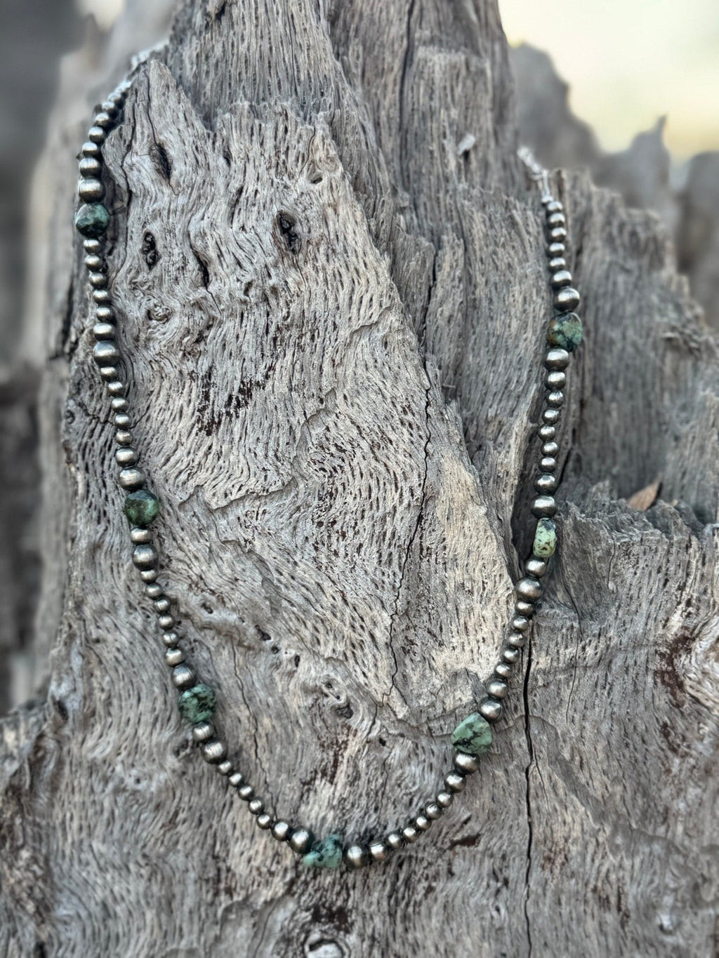 The Kimi Sterling Silver Turquoise Flat Bead Necklace